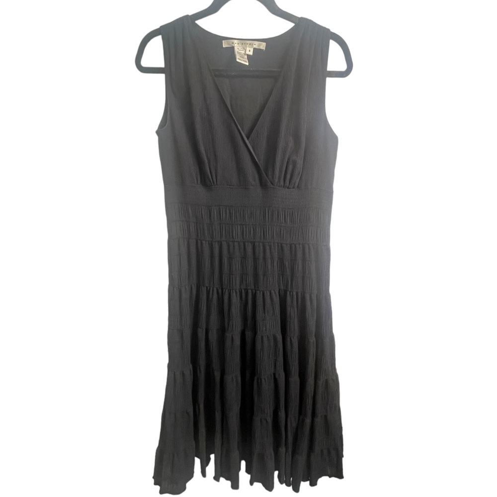 Max Studio Black Sleeveless Elastic‎ Midi Dress Size 8